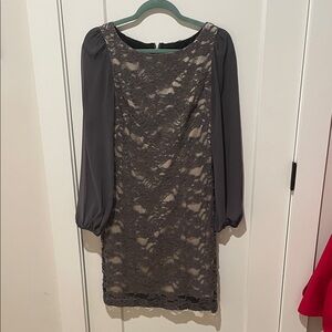 Eliza J Charcoal Lace Long Sleeve Dress